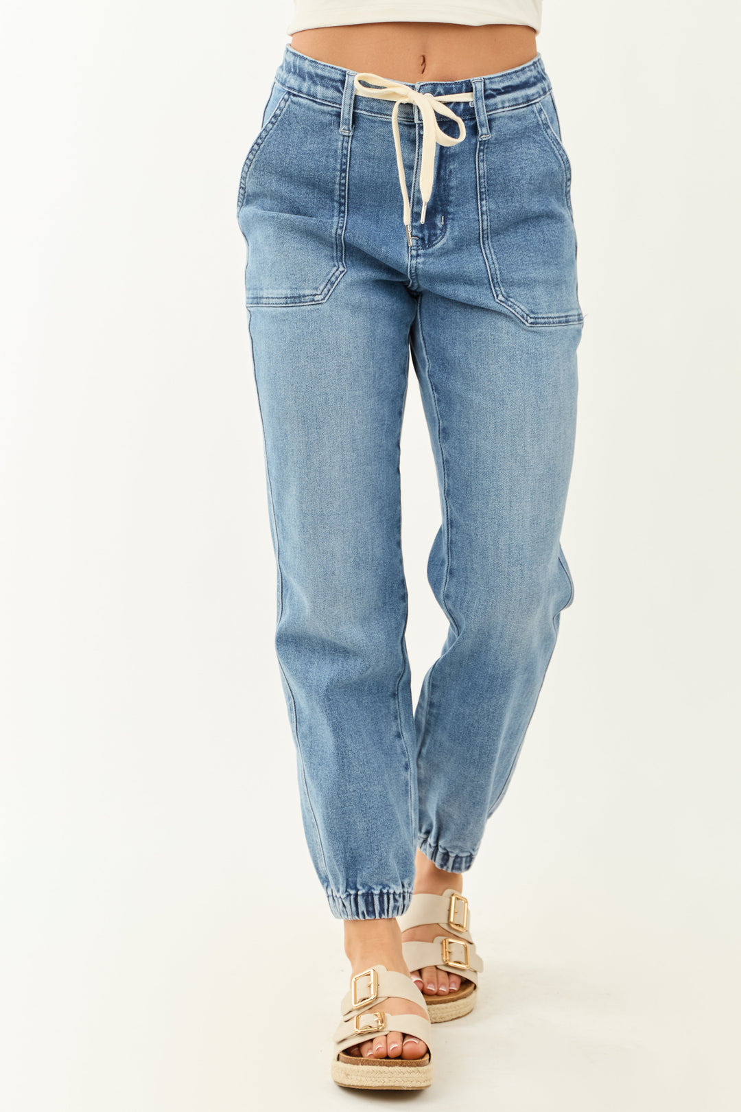 Noelle | Denim Joggers with Drawstring