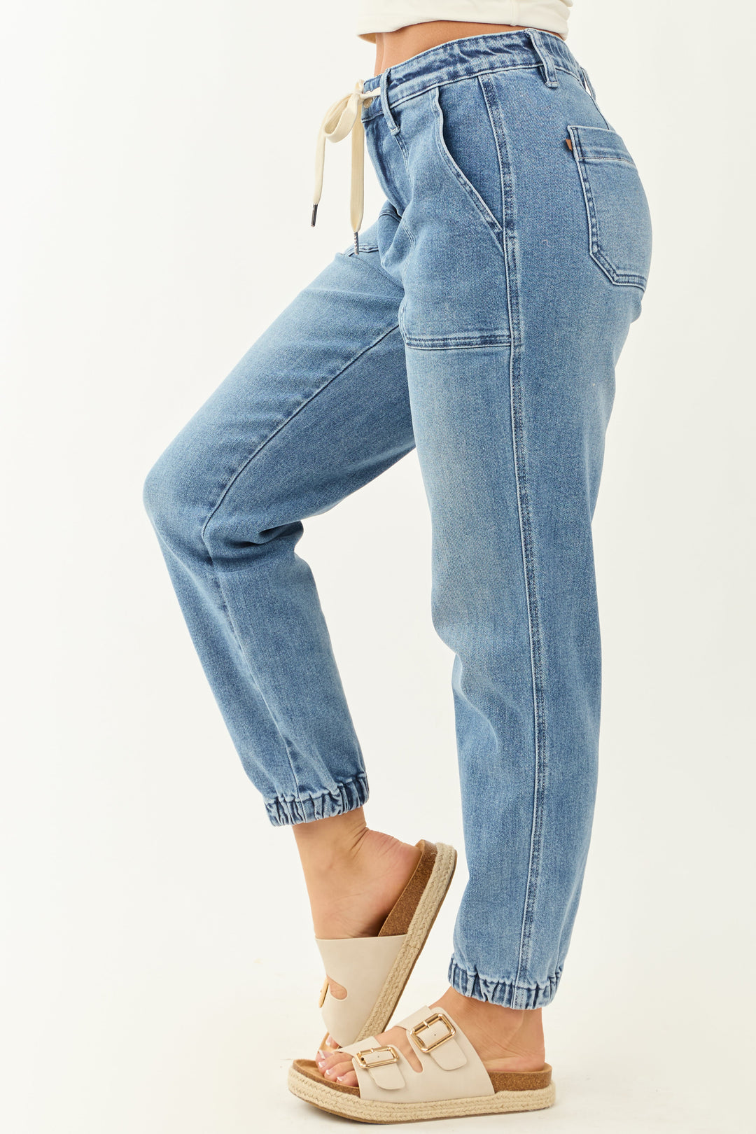 Noelle | Denim Joggers with Drawstring