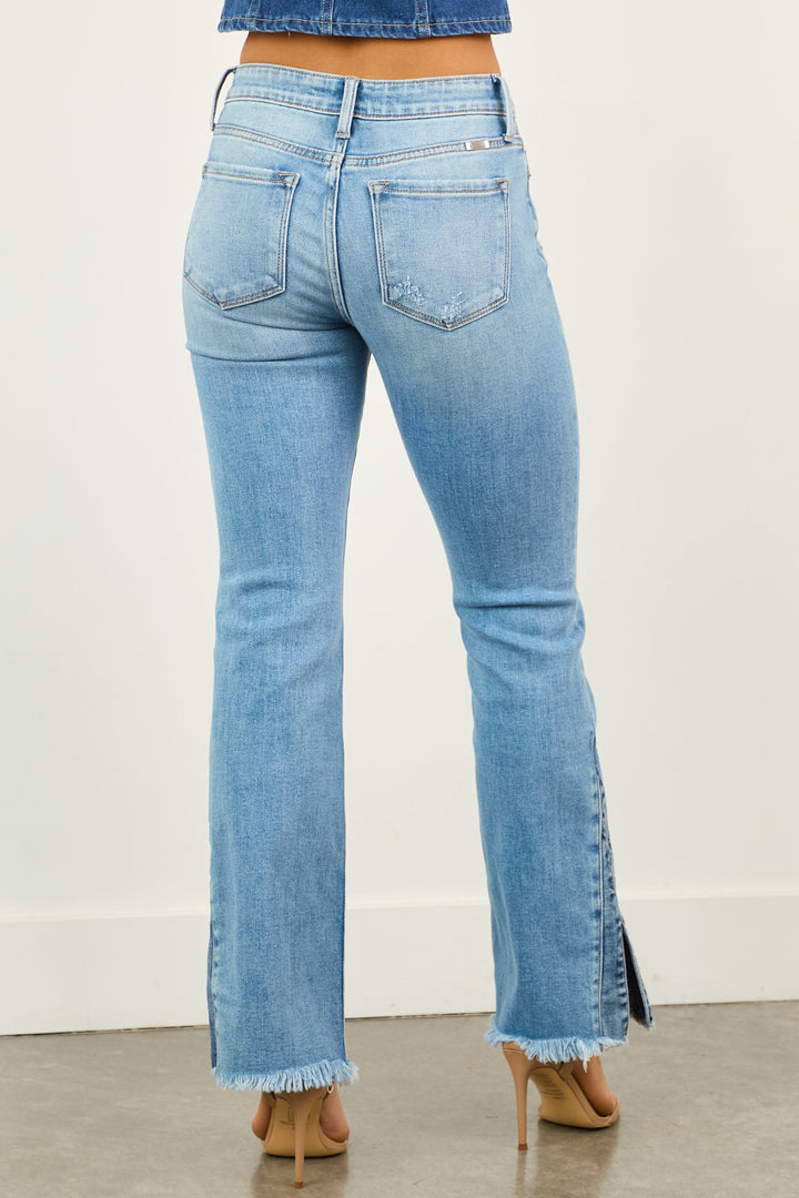 Lyanna | Flared Legs with Slits in Blue