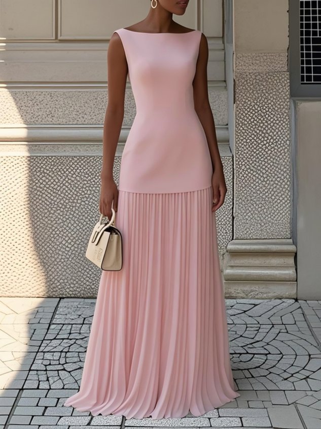 Rowina | Sleeveless Dress With Flowing Pleats