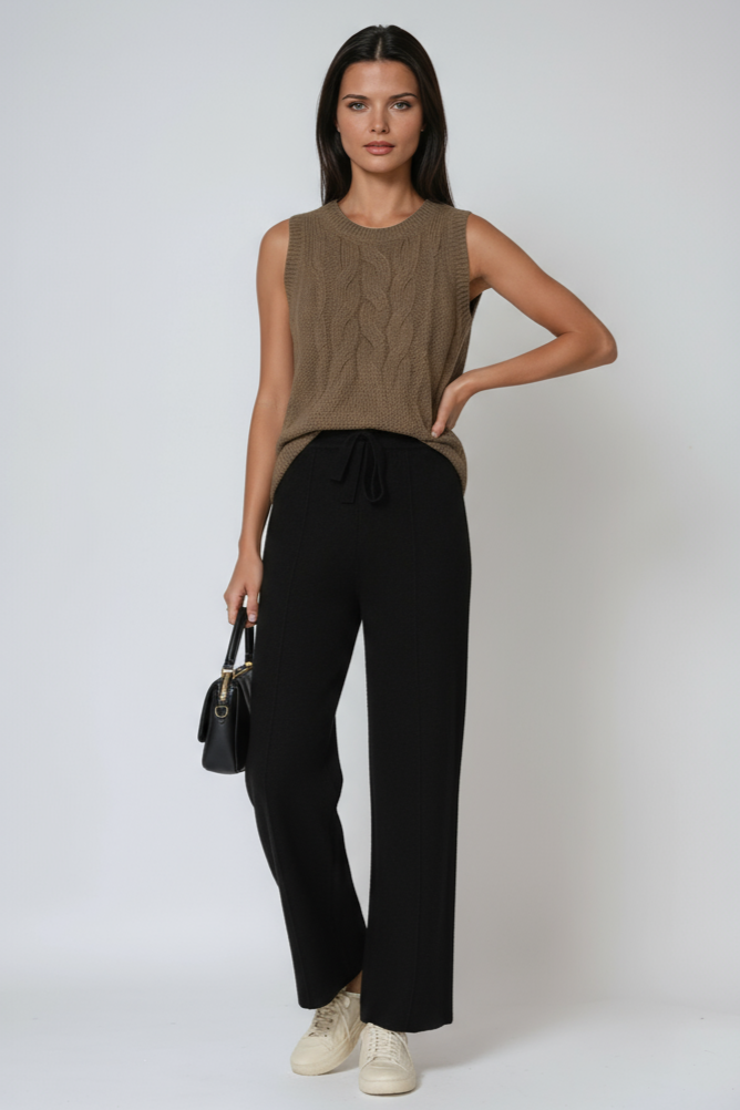 Fiona | Knitted Trousers with Drawstring Waist
