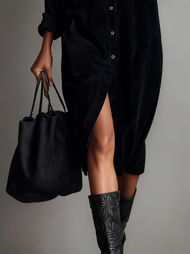 Evelyn | Relaxed Corduroy Midi Dress